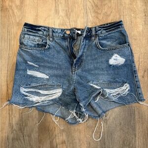 O Neill Womens Denim Shorts Size 28 Distressed Cutoff Blue Jeans